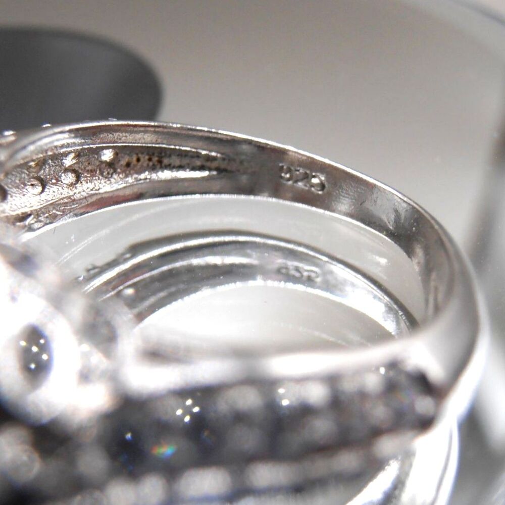 Sterling Silver and CZ Engagement Style Statement Ring - Picture 8 of 8